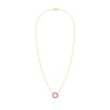 Rosecliff small open circle necklace featuring twelve 2 mm faceted round cut pink tourmalines prong set in 14k yellow gold