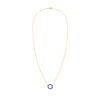 Rosecliff small open circle necklace featuring twelve 2 mm faceted round cut sapphires prong set in 14k yellow gold