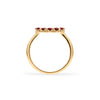 Rosecliff small open circle ring featuring twelve 2 mm faceted round cut garnets prong set in 14k gold - standing view
