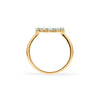Rosecliff small open circle ring featuring twelve 2 mm round cut Nantucket blue topaz prong set in 14k gold - standing view