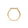 Rosecliff small open circle ring featuring twelve 2 mm faceted round cut white topaz prong set in 14k gold - standing view