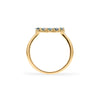 Rosecliff small open circle ring featuring twelve 2 mm faceted round cut alexandrites prong set in 14k gold - standing view