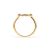 Rosecliff small open circle ring featuring alternating 2 mm alexandrites & diamonds prong set in 14k gold - standing view