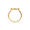 Rosecliff small open circle ring featuring alternating 2 mm citrines and diamonds prong set in 14k gold - standing view