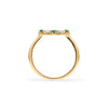 Rosecliff small open circle ring featuring alternating 2 mm emeralds and diamonds prong set in 14k gold - standing view