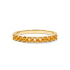 Rosecliff stackable ring featuring eleven 2 mm faceted round cut citrines prong set in 14k yellow gold
