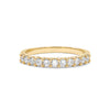 Rosecliff stackable ring in 14k yellow gold featuring 2mm faceted round cut prong set white topaz