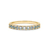 Rosecliff stackable ring featuring eleven 2 mm faceted round cut alexandrites prong set in 14k yellow gold