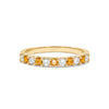 Rosecliff stackable ring featuring eleven alternating 2mm round cut citrines and diamonds prong set in 14k yellow gold