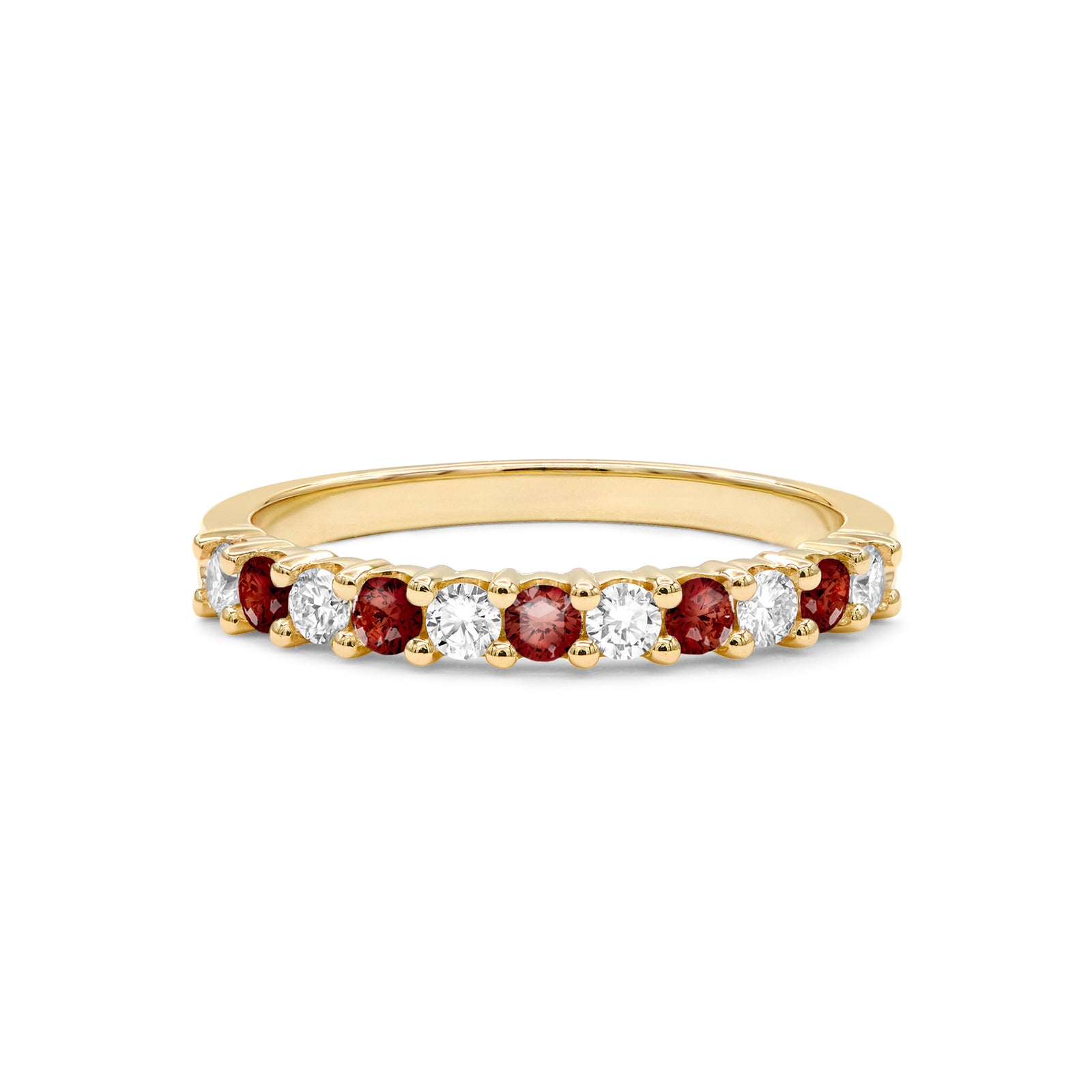 14k Gold Diamond & Garnet Rosecliff Stackable Ring (January)