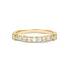 Rosecliff stackable ring featuring eleven alternating 2mm faceted round cut peridots and diamonds prong set in 14k gold