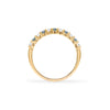 Rosecliff stackable ring featuring eleven alternating 2mm alexandrites and diamonds prong set in 14k gold - standing view