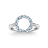 Rosecliff small open circle ring featuring twelve 2 mm faceted round cut Nantucket blue topaz prong set in 14k white gold