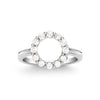 Rosecliff small open circle ring featuring twelve 2 mm faceted round cut diamonds prong set in 14k white gold