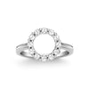 Rosecliff small open circle ring featuring twelve 2 mm faceted round cut white topaz prong set in 14k white gold