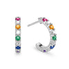 Rosecliff huggie earrings in white gold featuring rubies, citrines, emeralds, sapphires, amethysts alternating with diamonds