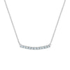 Rosecliff bar necklace with eleven 2 mm faceted round cut aquamarines prong set in solid 14k white gold