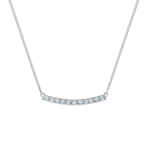 Rosecliff Aquamarine Bar Necklace in 14k Gold (March) - White Gold