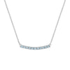 Rosecliff bar necklace with eleven 2 mm faceted round cut Nantucket blue topaz prong set in solid 14k white gold