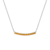 Rosecliff bar necklace with eleven 2 mm faceted round cut citrines prong set in solid 14k white gold