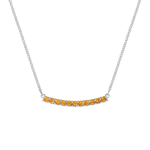 Rosecliff Citrine Bar Necklace in 14k Gold (November) - White Gold