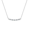 Rosecliff bar necklace with eleven alternating 2 mm faceted round cut alexandrites and diamonds prong set in 14k white gold