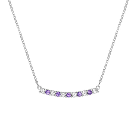 Rosecliff Diamond & Amethyst Bar Necklace in 14k Gold (February) - White Gold