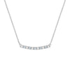 Rosecliff bar necklace with eleven alternating 2 mm faceted round cut aquamarines and diamonds prong set in 14k white gold