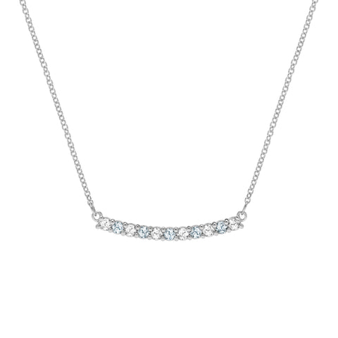 Rosecliff Diamond & Aquamarine Bar Necklace in 14k Gold (March) - White Gold