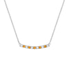 Rosecliff bar necklace with eleven alternating 2 mm faceted round cut citrines and diamonds prong set in 14k white gold