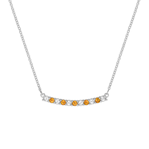 Rosecliff Diamond & Citrine Bar Necklace in 14k Gold (November) - White Gold