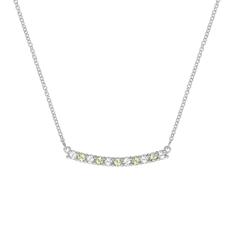 Rosecliff Diamond & Peridot Bar Necklace in 14k Gold (August) - White Gold