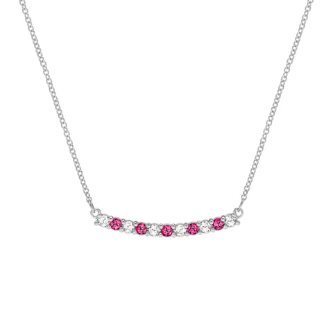 Rosecliff Diamond & Ruby Bar Necklace in 14k Gold (July) - White Gold