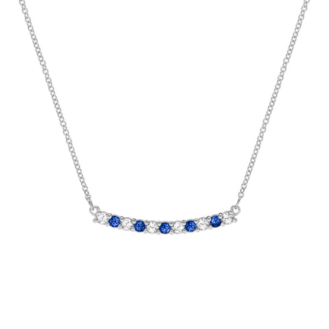 Rosecliff Diamond & Sapphire Bar Necklace in 14k Gold (September) - White Gold