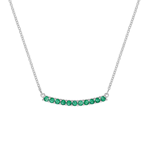 Rosecliff Emerald Bar Necklace in 14k Gold (May) - White Gold