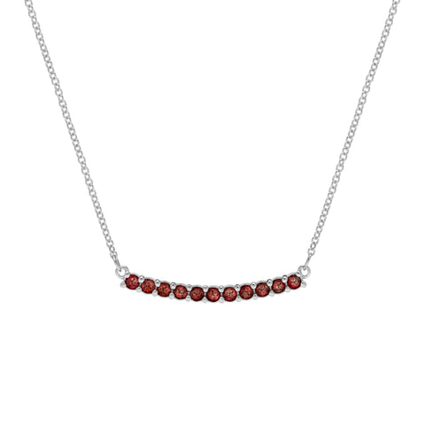 Rosecliff Garnet Bar Necklace in 14k Gold (January) - White Gold