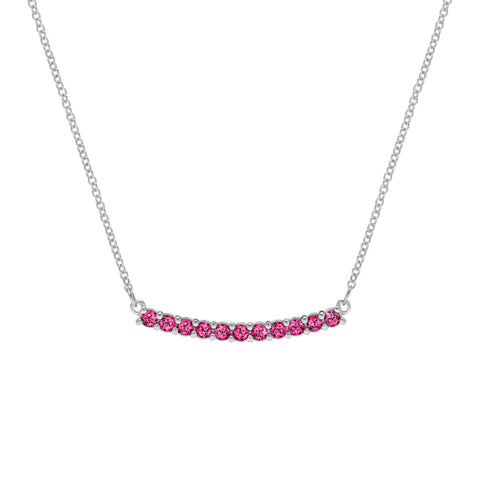 Rosecliff Ruby Bar Necklace in 14k Gold (July) - White Gold