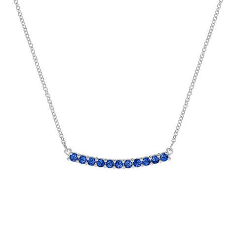 Rosecliff Sapphire Bar Necklace in 14k Gold (September) - White Gold