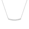Rosecliff bar necklace with eleven 2 mm faceted round cut white topaz prong set in solid 14k white gold