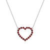 Rosecliff Heart Necklace featuring twenty faceted round cut garnets prong set in 14k white Gold