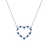 Rosecliff Heart Necklace featuring twenty alternating sapphires and diamonds prong set in 14k white Gold