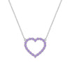 Rosecliff Heart Necklace featuring twenty faceted round cut amethysts prong set in 14k white Gold