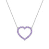 Rosecliff Heart Necklace featuring twenty faceted round cut amethysts prong set in 14k white Gold