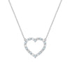 Rosecliff Heart Necklace featuring twenty alternating aquamarines and diamonds prong set in 14k white Gold