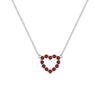 Rosecliff Heart Necklace featuring twelve faceted round cut garnets prong set in 14k white Gold
