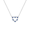 Rosecliff Heart Necklace featuring twelve alternating sapphires and diamonds prong set in 14k white Gold