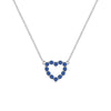Rosecliff Heart Necklace featuring twelve faceted round cut sapphires prong set in 14k white Gold