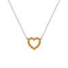 Rosecliff Heart Necklace featuring twelve faceted round cut citrines prong set in 14k white Gold