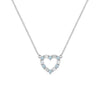 Rosecliff Heart Necklace featuring twelve alternating Nantucket blue topaz and diamonds prong set in 14k white Gold