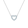Rosecliff Heart Necklace featuring twelve faceted round cut Nantucket blue topaz prong set in 14k white Gold